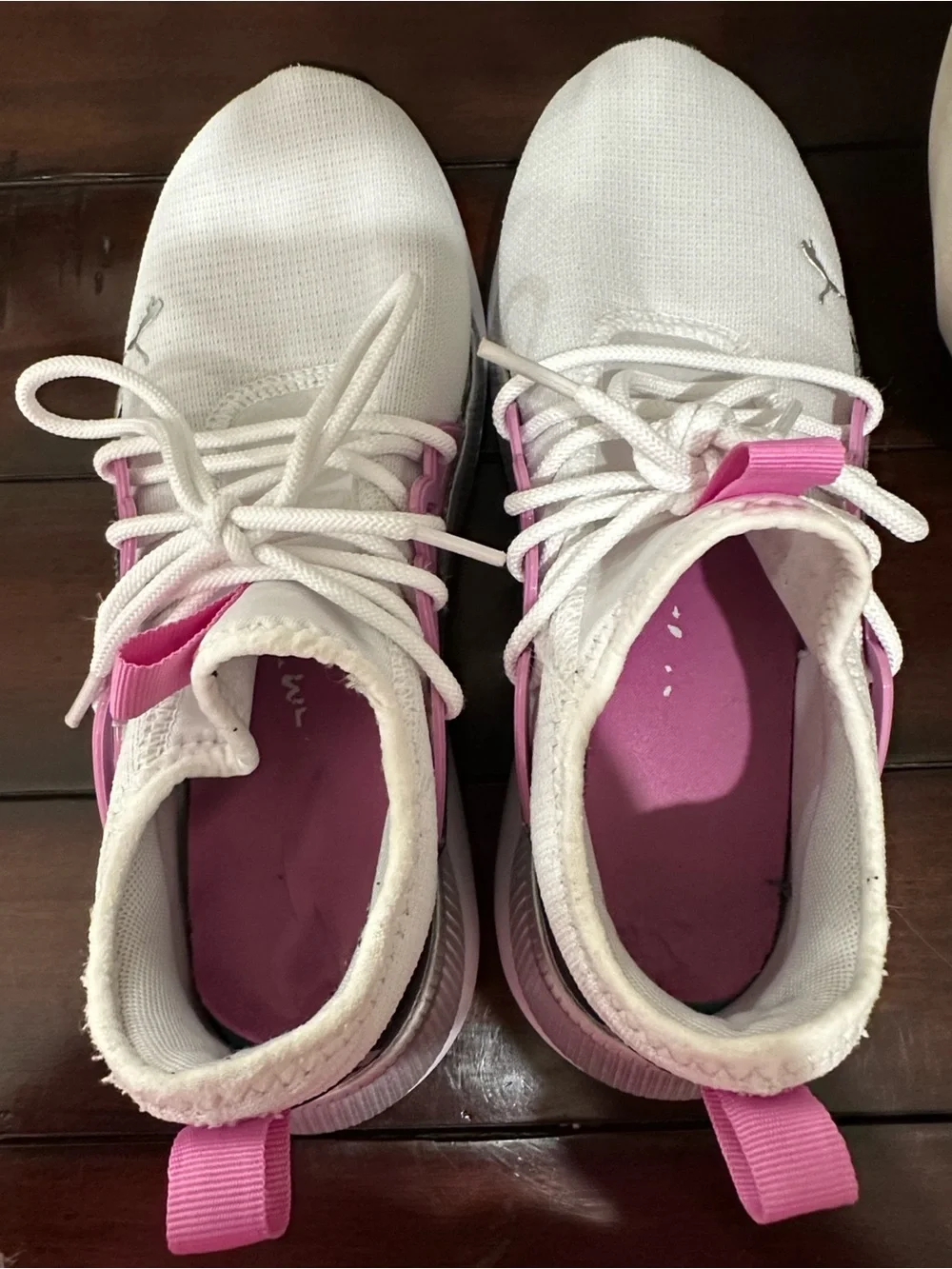 Puma White Sneakers with Pink Accents